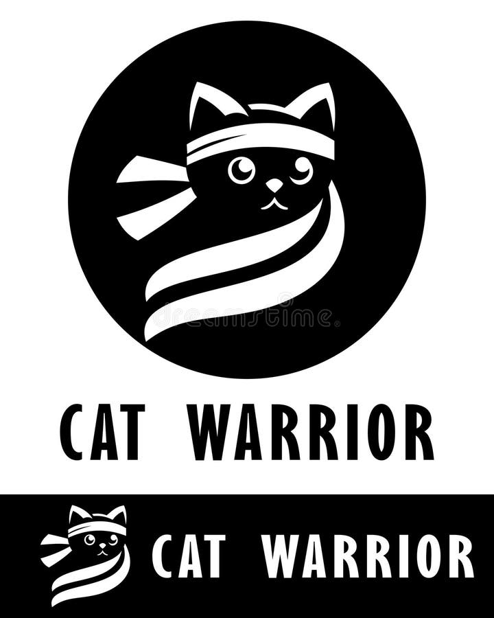 A creative cat warrior logo design vector illustration