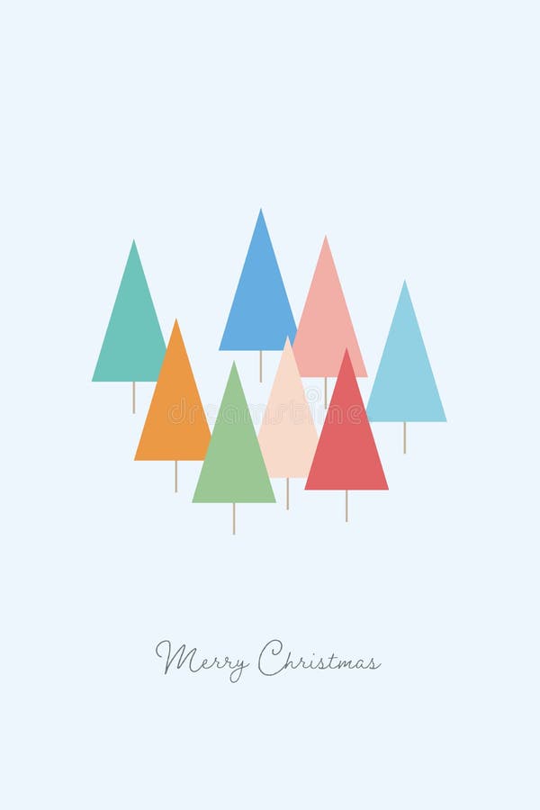 Creative Christmas card template, minimal design. Colorful xmas trees. Eps10 illustration