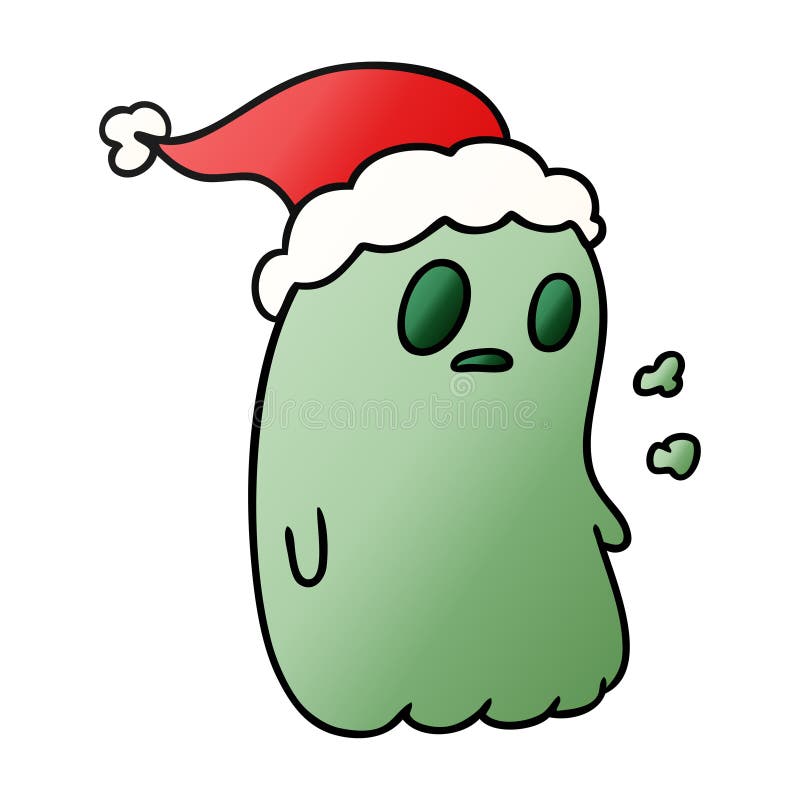A creative christmas gradient cartoon of kawaii ghost
