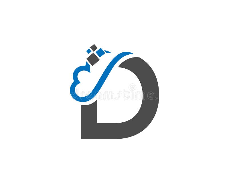 Creative Cloud Digital D Letter Logo Design royalty free illustration