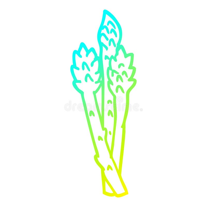 A Creative Cold Gradient Line Drawing Cartoon Asparagus Plant Stock