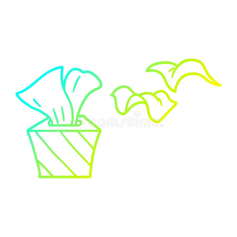 A creative cold gradient line drawing cartoon box of tissues