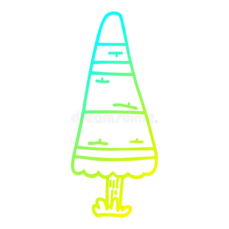 Christmas Xmas Tree Pine Holiday Cartoon Cold Line Gradient