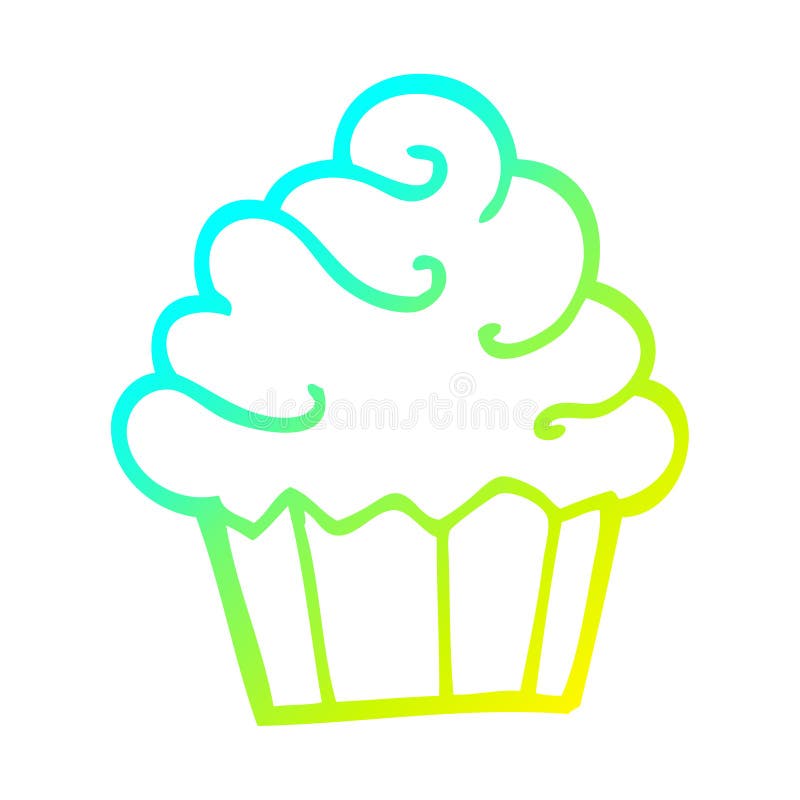 A creative cold gradient line drawing cartoon cupcake