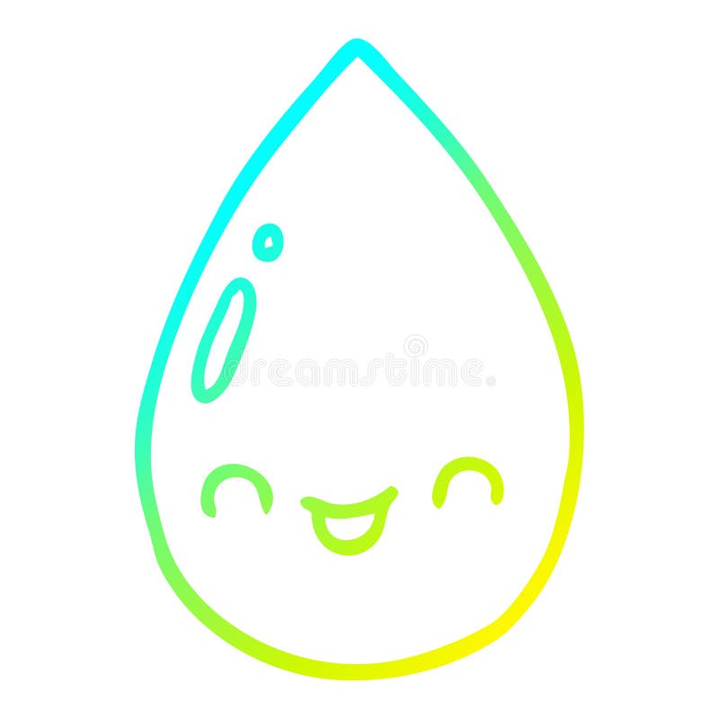 A creative cold gradient line drawing cartoon cute raindrop