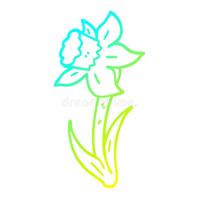 A creative cold gradient line drawing cartoon daffodil