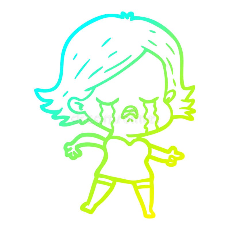 Woman Female Girl Crying Tears Sad Upset Cute Cartoon Cold
