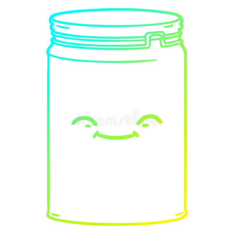 A creative cold gradient line drawing cartoon glass jar