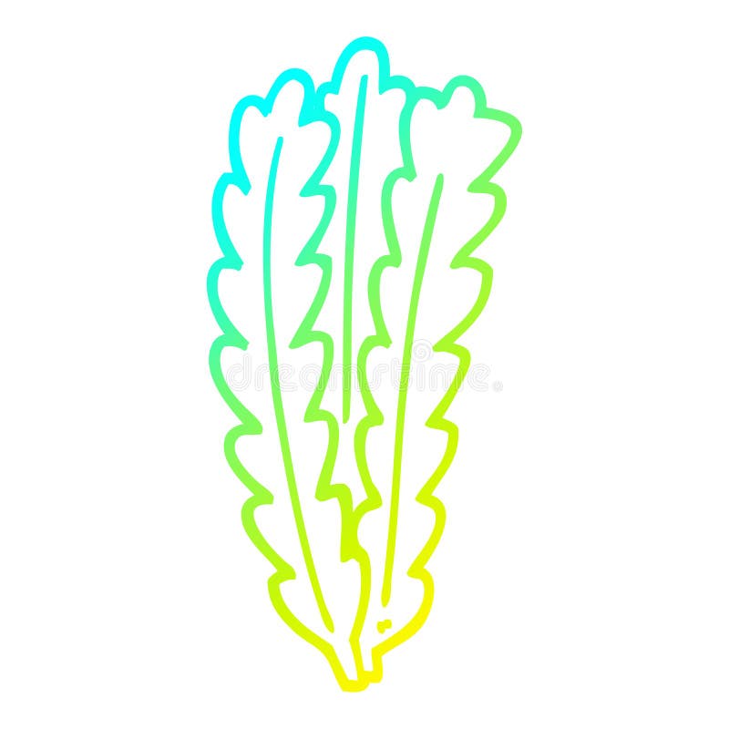 A creative cold gradient line drawing cartoon green leaves