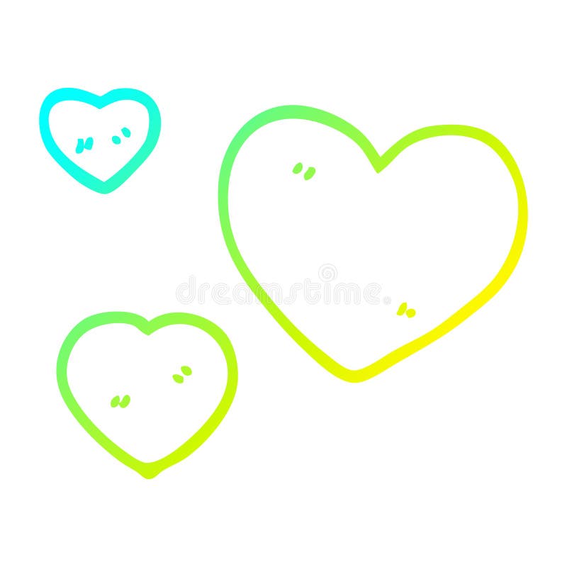 A creative cold gradient line drawing cartoon love hearts