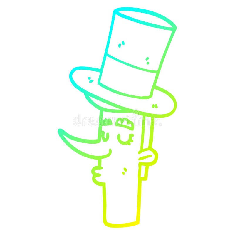 Cute Cartoon Cold Line Gradient Spectrum Drawing Illustration Retro Doodle Freehand Free Hand Drawn Quirky Art Artwork Funny Character Man Male Boy Face Wearing Top Hat Rich Wealthy People Stock Illustrations