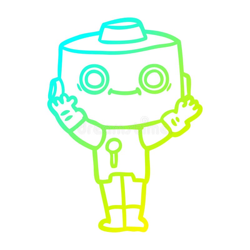 A creative cold gradient line drawing cartoon robot