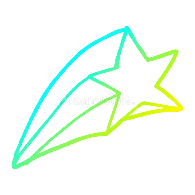 A creative cold gradient line drawing cartoon shooting star