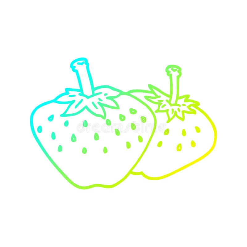 A creative cold gradient line drawing cartoon strawberry
