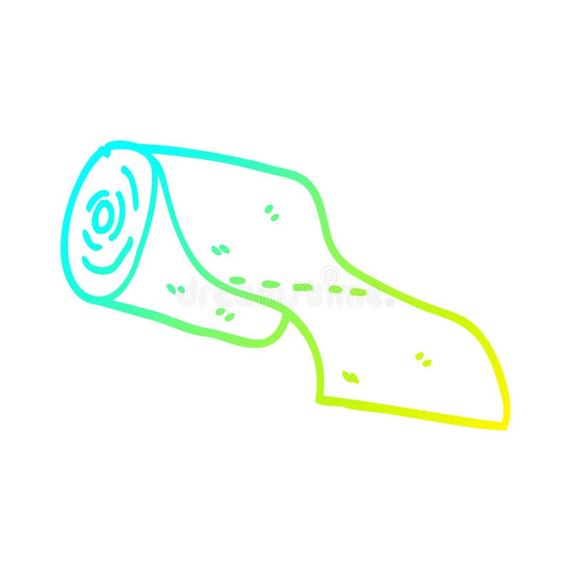 A Creative Cold Gradient Line Drawing Cartoon Toilet Roll Stock Vector