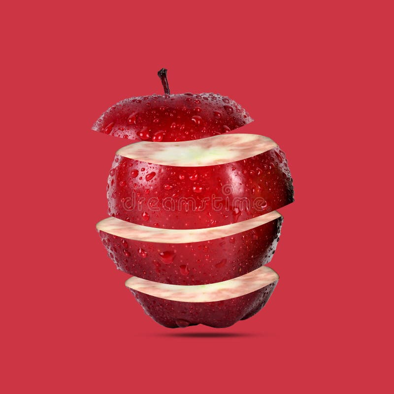 Creative Concept with Flying Red Apple. Stock Photo - Image of levity ...
