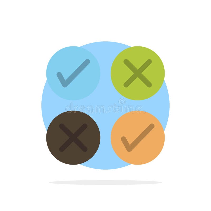 Creative, Cross, Design, Tick Abstract Circle Background Flat color Icon vector illustration