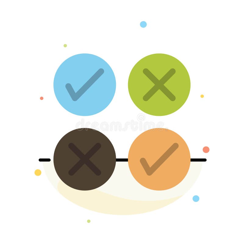 Creative, Cross, Design, Tick Abstract Flat Color Icon Template vector illustration