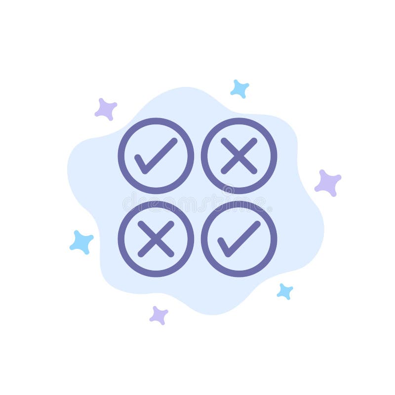 Creative, Cross, Design, Tick Blue Icon on Abstract Cloud Background royalty free illustration