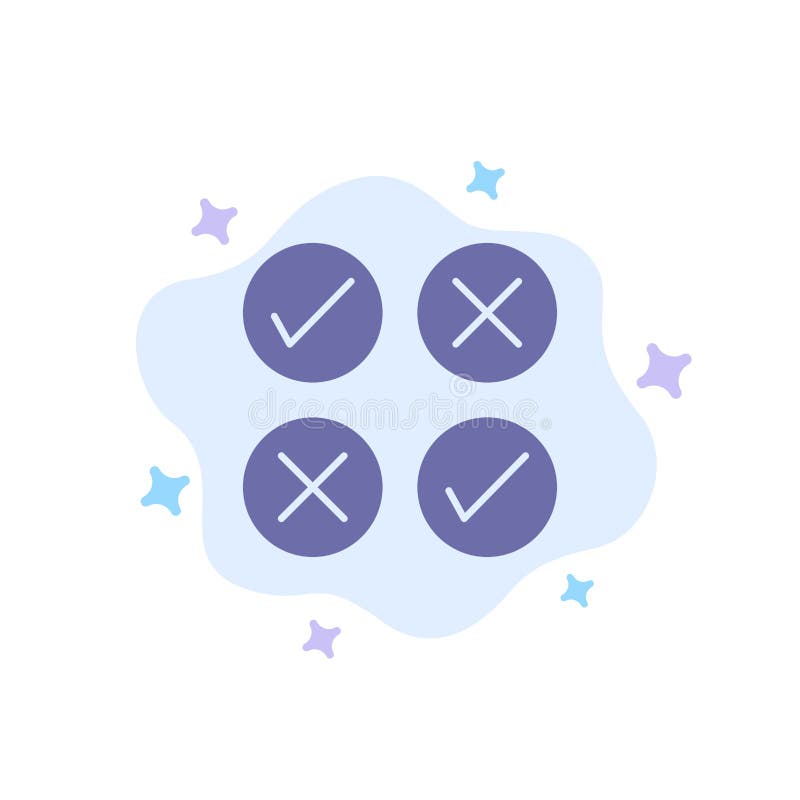 Creative, Cross, Design, Tick Blue Icon on Abstract Cloud Background stock illustration