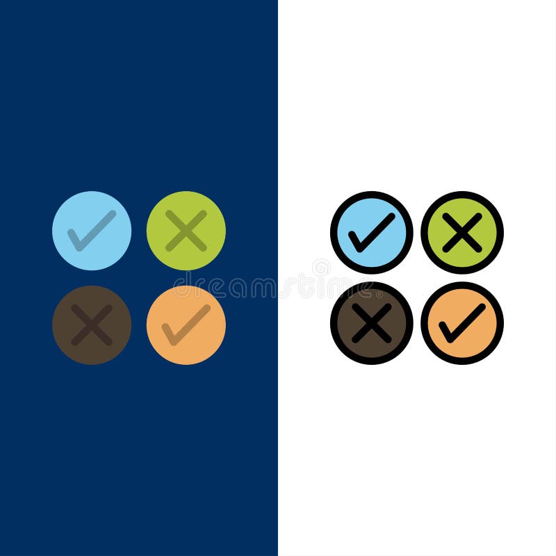 Creative, Cross, Design, Tick Icons. Flat and Line Filled Icon Set Vector Blue Background vector illustration.