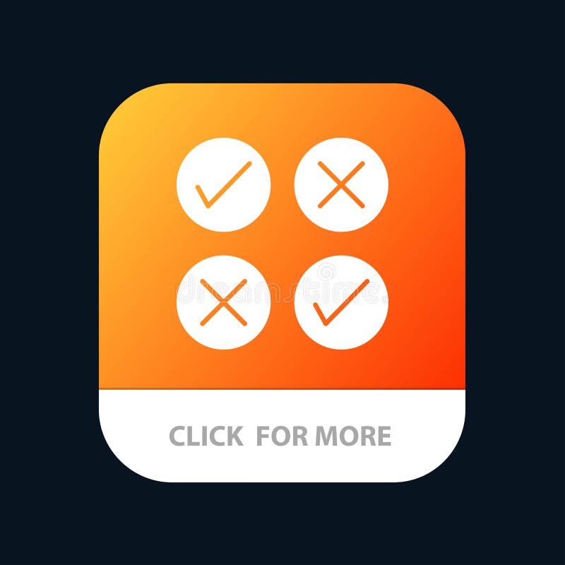 Creative, Cross, Design, Tick Mobile App Button. Android and IOS Glyph Version stock illustration
