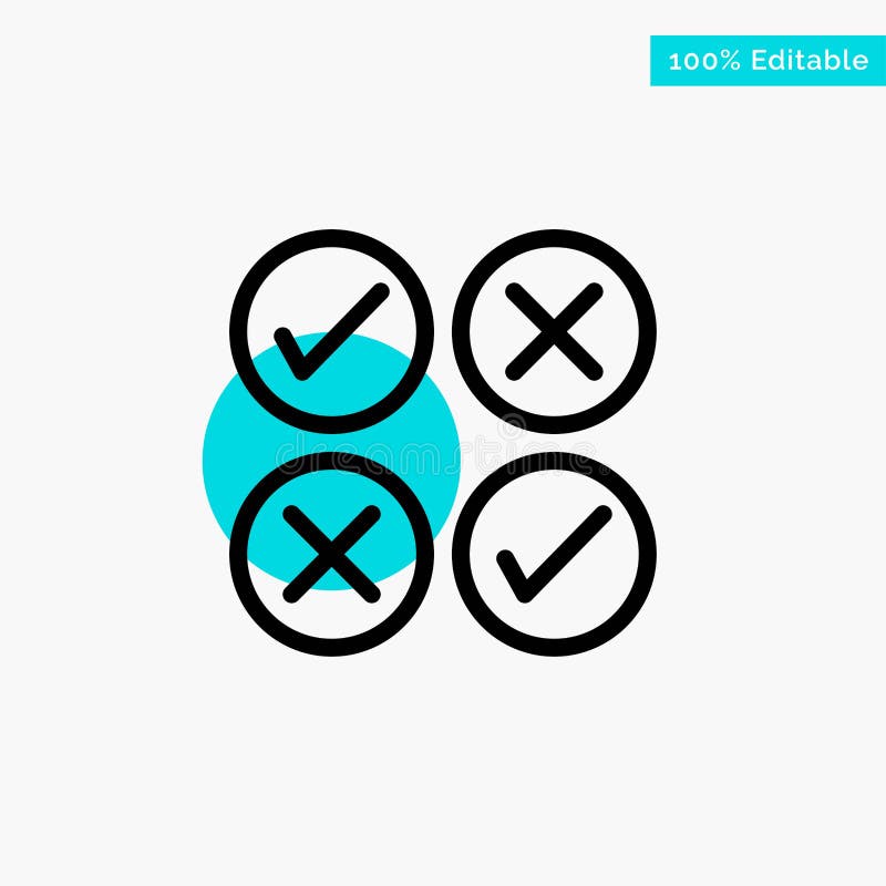 Creative, Cross, Design, Tick turquoise highlight circle point Vector icon stock illustration