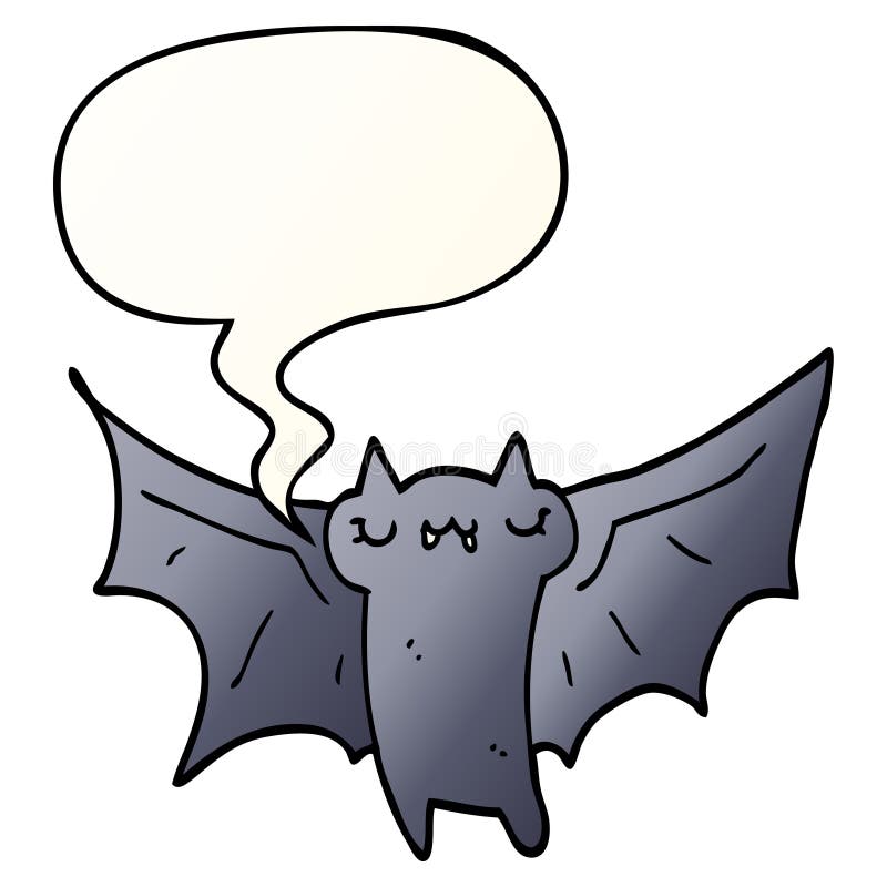 A creative cute cartoon halloween bat and speech bubble in smooth gradient style