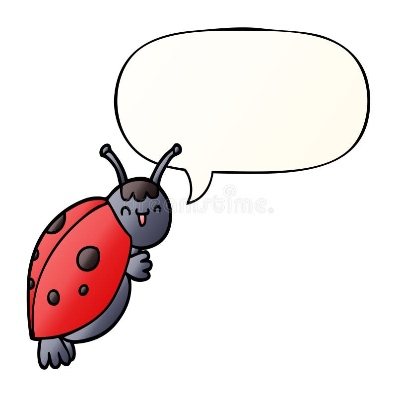 A creative cute cartoon ladybug and speech bubble in smooth gradient style