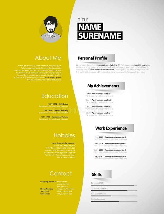 Creative cv template with paper stripes Royalty Free Vector