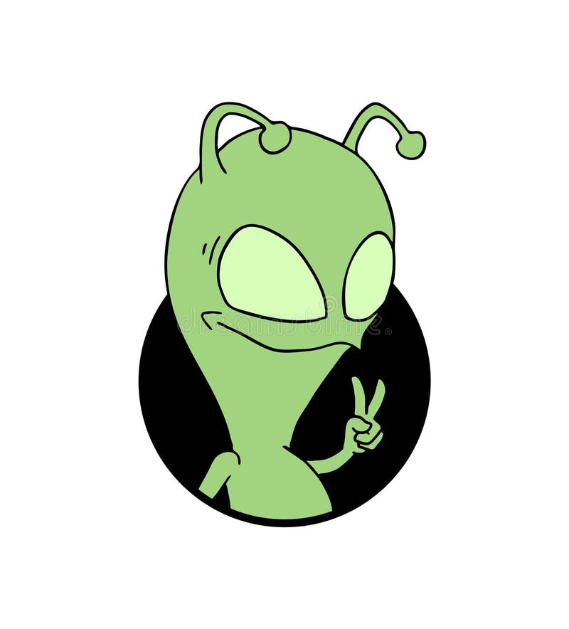 Funny alien pacifist draw stock vector. Illustration of skateboard ...