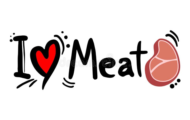I Love Meat with Steak Icon Stock Vector Illustration of pictogram
