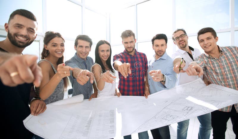 Creative design team, showing on you royalty free stock photography