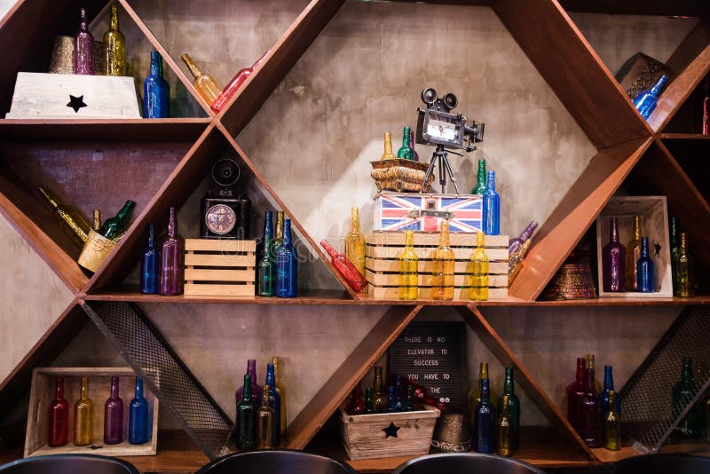 Creative display rack for wall decoration stock image