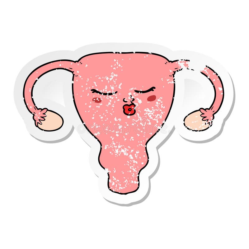 Uterus Human Internal Organ Female Reproductive System Health Healthcare  Medical Cute Cartoon Sticker Stick Icon Decal Label Drawing Illustration  Retro Doodle Freehand Free Hand Drawn Quirky Art Artwork Funny Character  Womb Stock