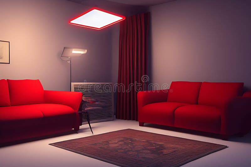 Creative Drawing Room, Wall Paint Color Brown Red with Sofa Stock