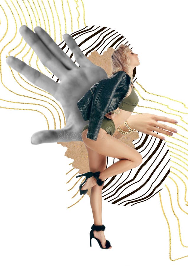 Creative fashion collage with beautiful young woman stock image Creative fashion collage with beautiful young woman stock image
