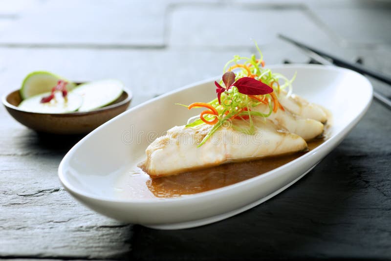 Fine dining, fish fillet stock photo. Image of fish, food 36048382