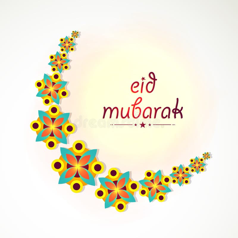 Creative Floral Greeting Card For Eid Mubarak Stock Illustration