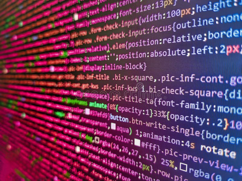 Creative focus effect. Abstract computer script about big data and blockchain database. Gibberish dummy lorem ipsum text. royalty free stock image