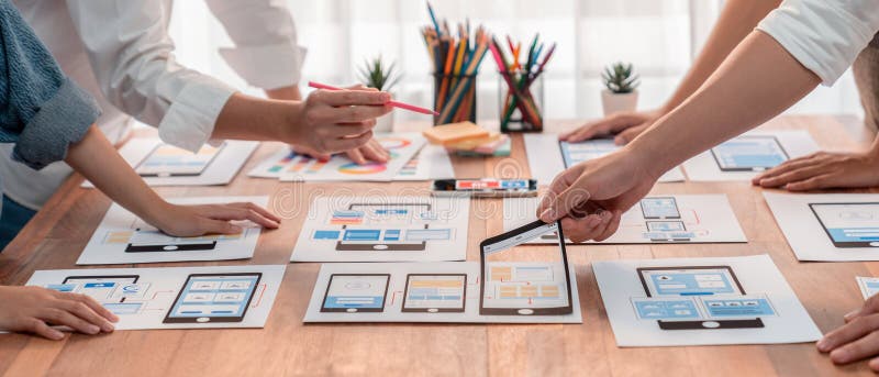 Creative front-end developer brainstorming UI design. Scrutinize royalty free stock photos