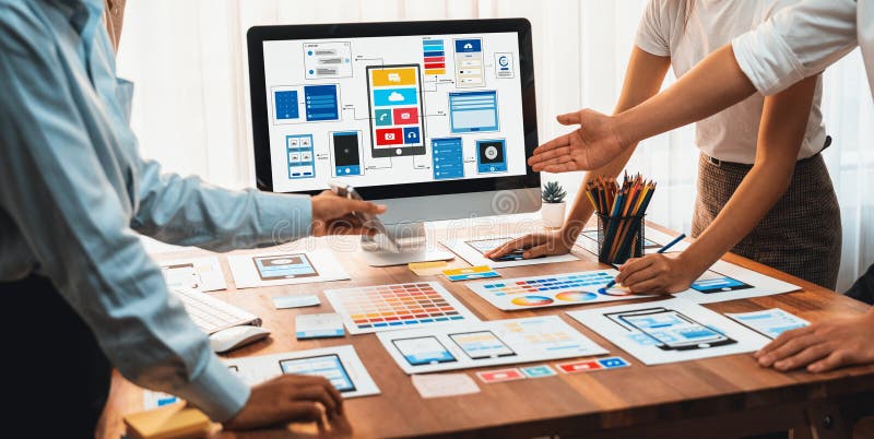 Creative front-end developer brainstorming UI design. Scrutinize stock photography