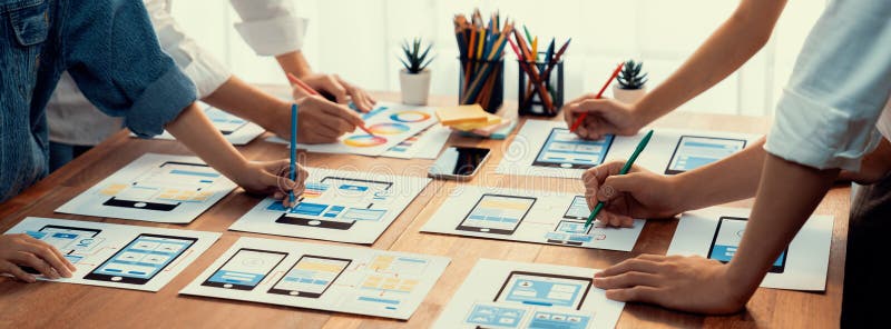 Creative front-end developer brainstorming UI design. Scrutinize stock images