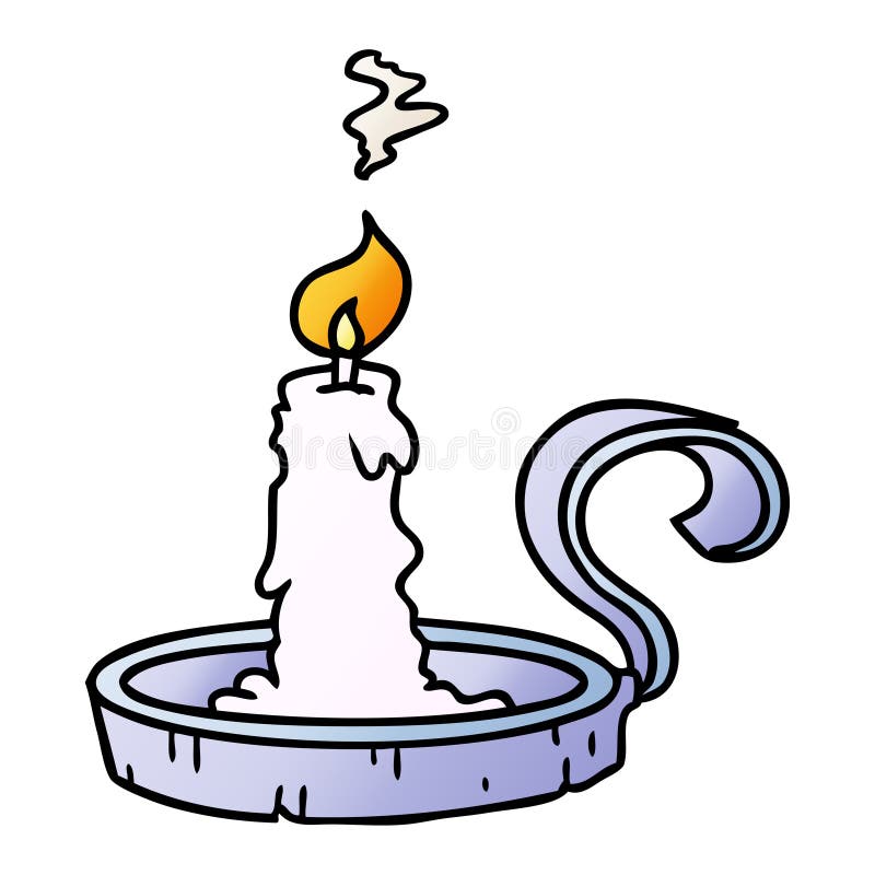 A Creative Gradient Cartoon Doodle Of A Candle Holder And Lit Candle