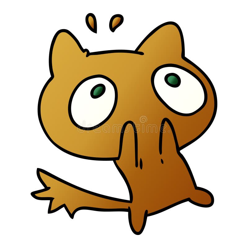 A creative gradient cartoon kawaii of a shocked cat