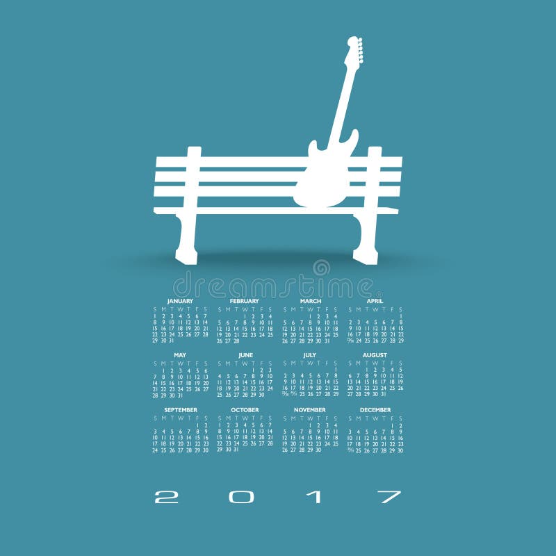 2017 Creative Musical Note Calendar Stock Vector Illustration of