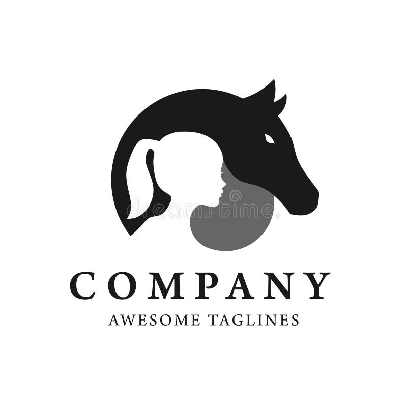 Creative horse and child silhouette logo royalty free illustration Creative horse and child silhouette logo royalty free illustration