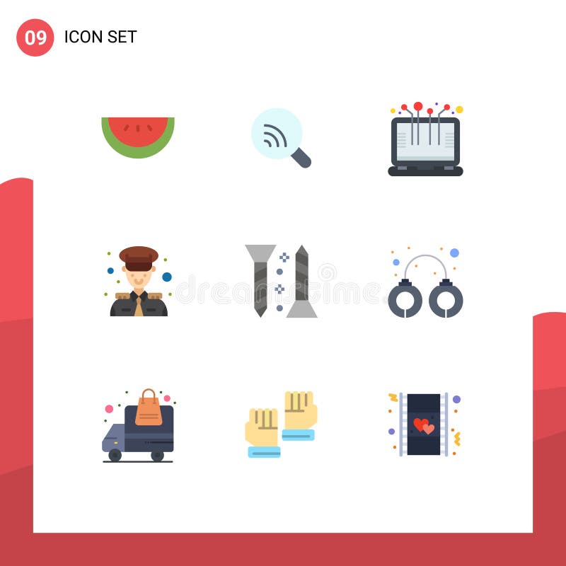 9 Creative Icons Modern Signs and Symbols of self tapping, screw, device, construction, captain vector illustration