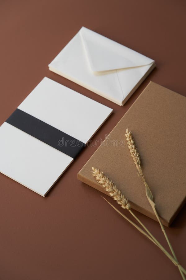 Creative Idea Background with Envelope Mail, and Gift Box Stock Photo