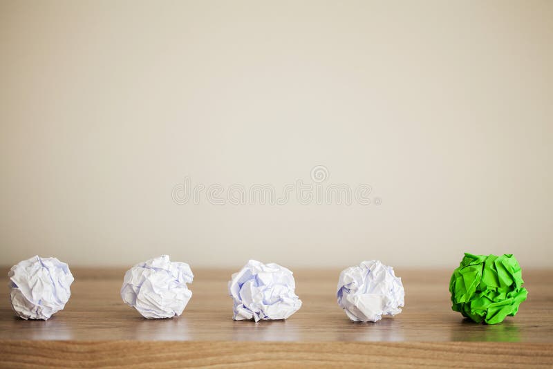 Creative idea concept.Inspiration, New idea and Innovation concept with Crumpled Paper on wood background royalty free stock images Creative idea concept.Inspiration, New idea and Innovation concept with Crumpled Paper on wood background royalty free stock images